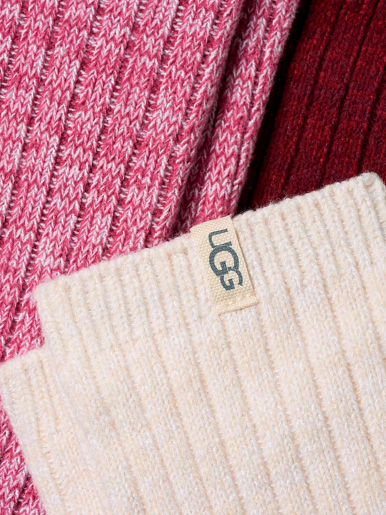3-Pack Rib Knit Slouchy Crew Socks