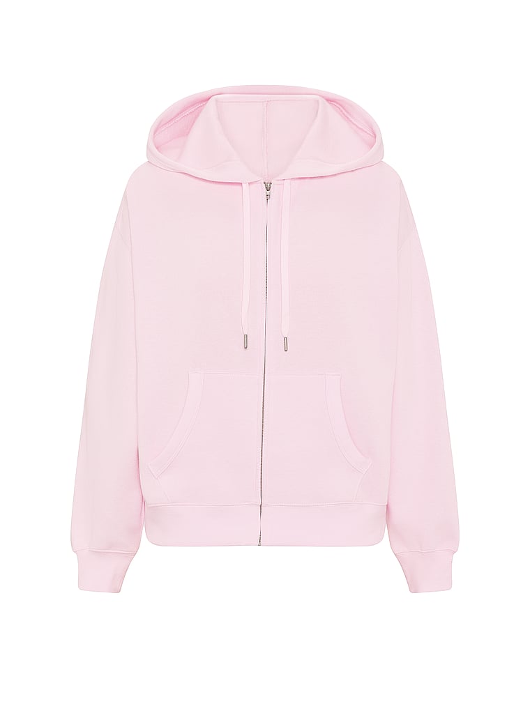 PINK Campus Fleece™ Full-Zip Hoodie, Pink Tulip Florals, offModelFront, 3 of 3