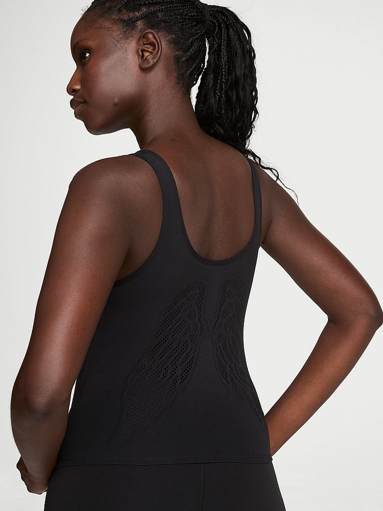 Victoria's Secret, VSX VSX SeamlessTech™ Tank Top, Black Wing Graphic, onModelSide, 3 of 5