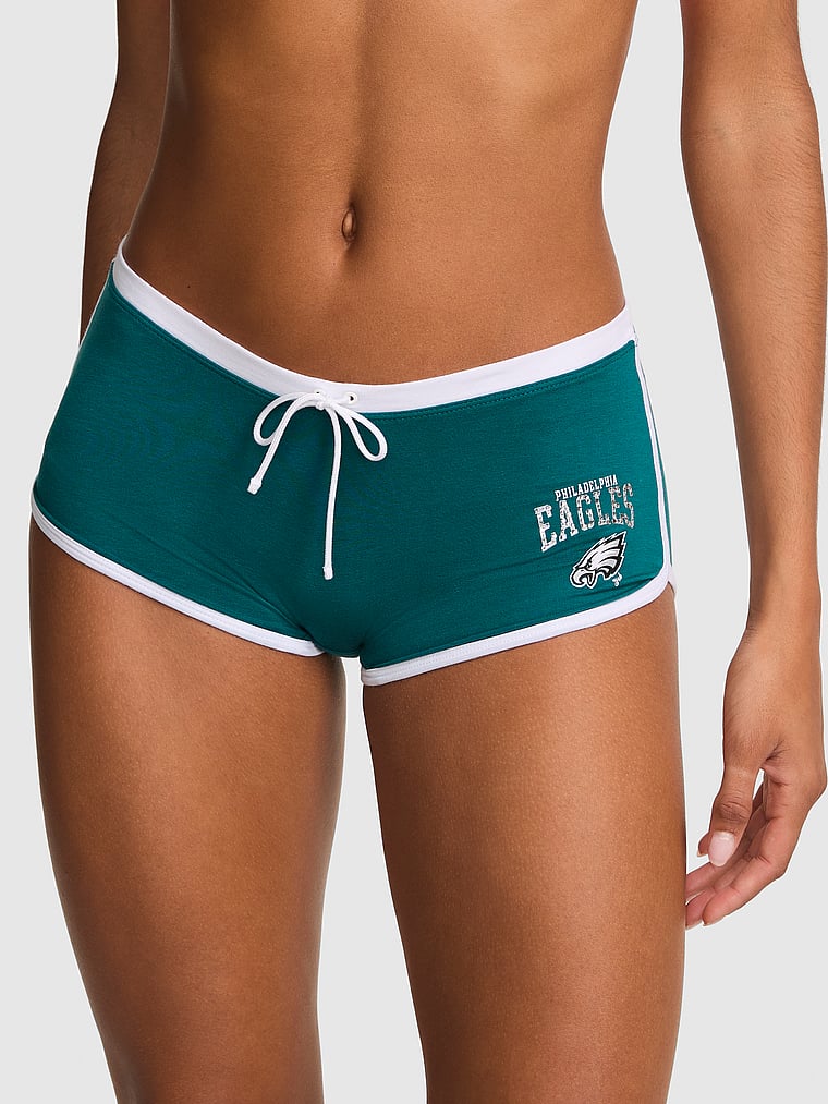 NFL Collection Cotton Dorm Bling Boyshort, Eagles- Moroccan Blue, onModelFront, 1 of 4