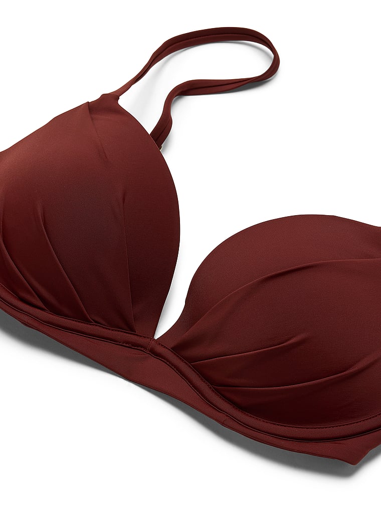 Victoria's Secret, Victoria's Secret Swim Angel Convertible Halter Push-Up Bikini Top, Dark Chili, detail, 5 of 5