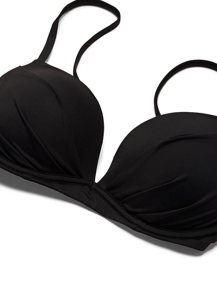 Victoria's Secret, Victoria's Secret Swim Angel Convertible Halter Push-Up Bikini Top, Pure Black, detail, 5 of 5