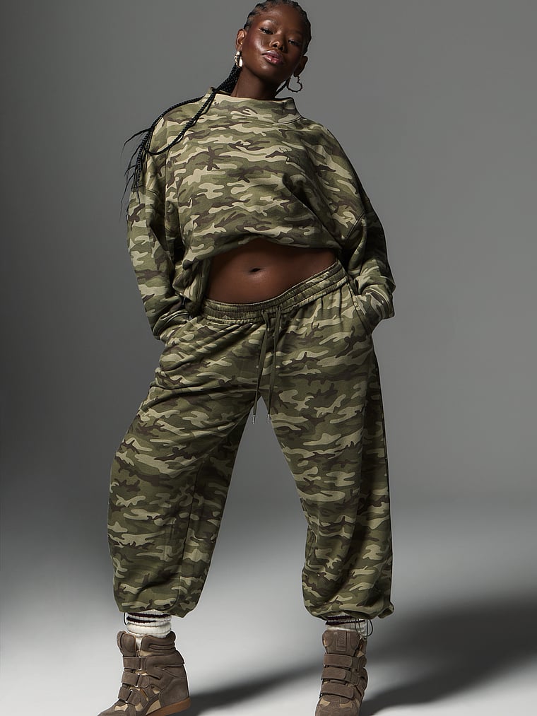 PINK Campus Fleece™ Adjustable-Cinch Sweatpants, Camo, onModelSide, 3 of 5
