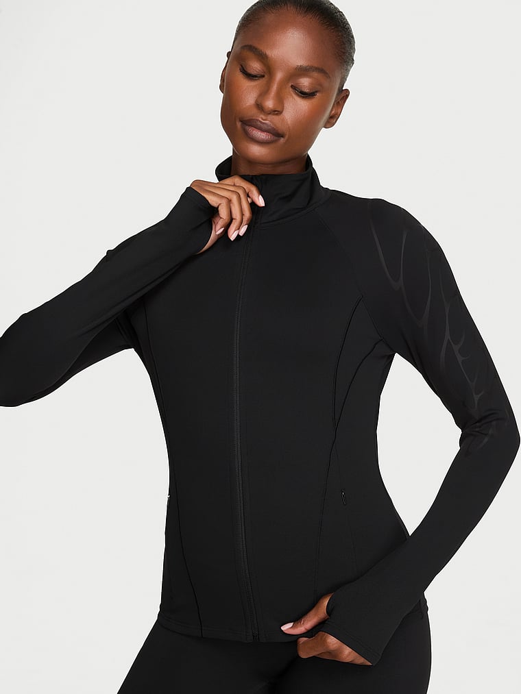 Victoria's Secret, VSX VSX Elevate™ Full-Zip Jacket, Black Graphic, onModelBack, 2 of 4