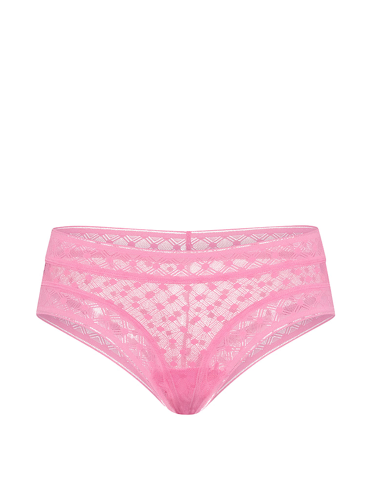 Victoria's Secret, The Lacie Lace Cheeky Panty, Sexy Little Pink, offModelFront, 3 of 4