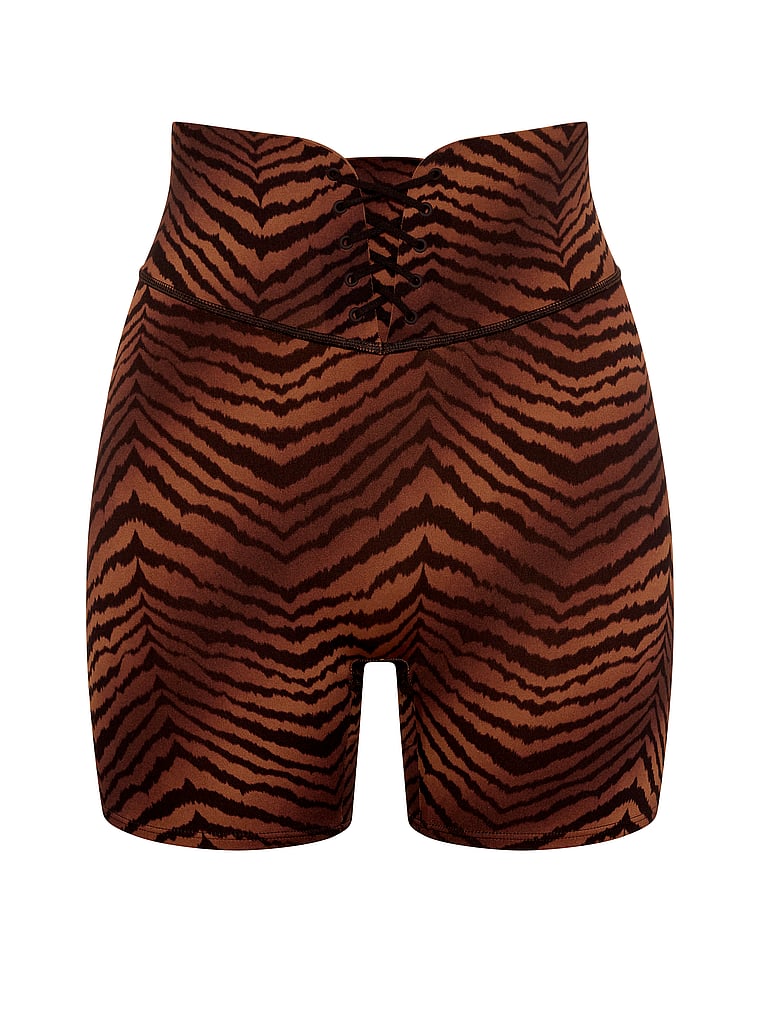 Victoria's Secret, VSX VSX Elevate™ Lace-Up 5" Bike Short, Tiger, offModelFront, 4 of 4