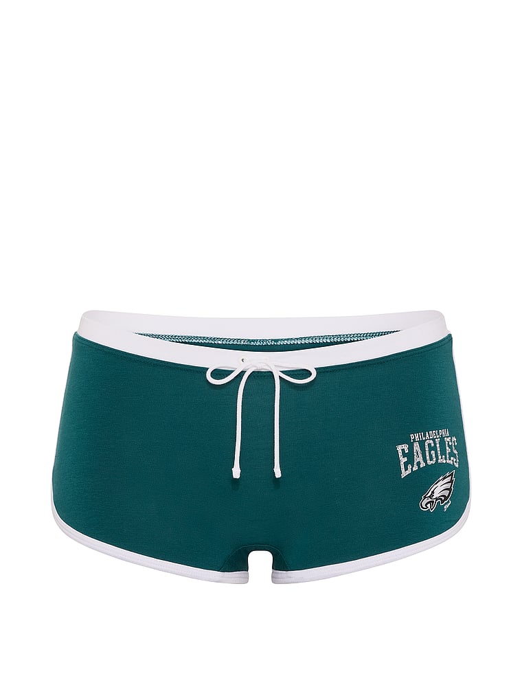 NFL Collection Cotton Dorm Bling Boyshort, Eagles- Moroccan Blue, offModelFront, 3 of 4