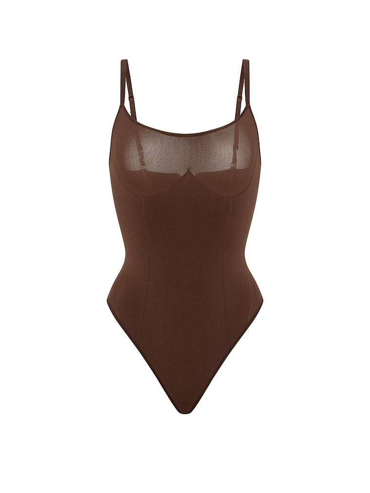Victoria's Secret, VS x Leonisa Shaping Thong Bodysuit, Ganache, offModelFront, 3 of 3