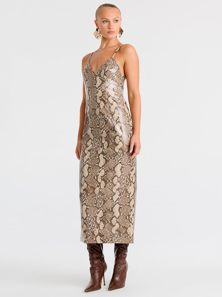 Victoria's Secret, Bardot Estine Faux Snakeskin Dress, Snake, onModelSide, 3 of 4