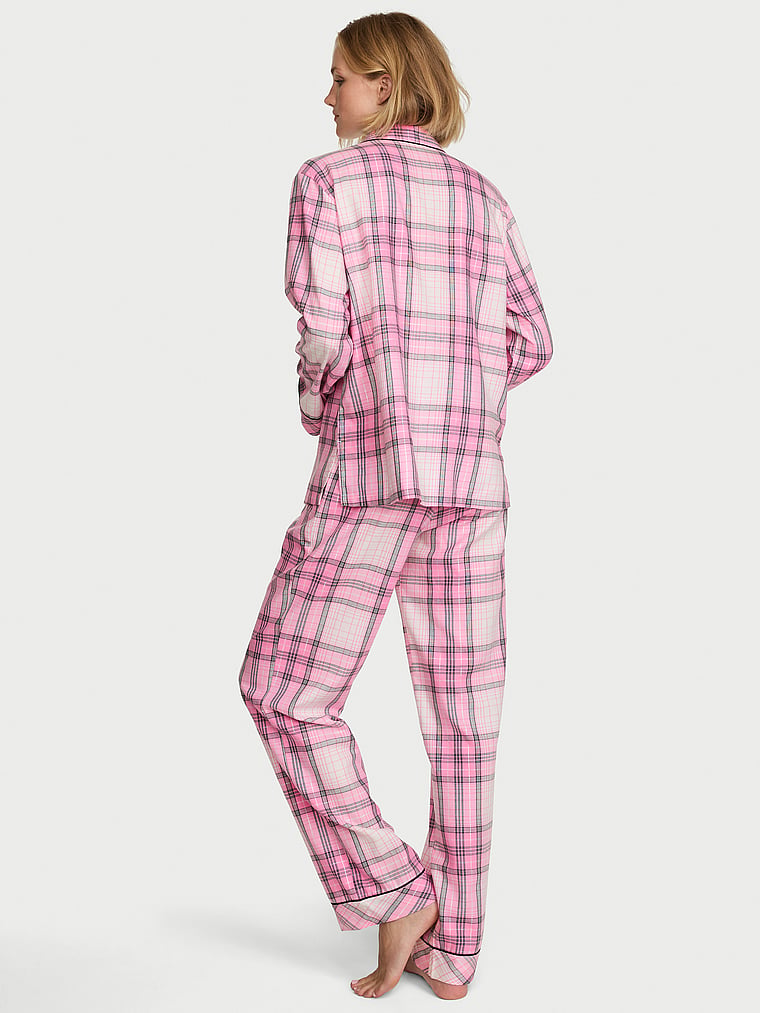 Victoria's Secret, Victoria's Secret Flannel Long Pajama Set, Sexy Little Pink Plaid, onModelBack, 3 of 4