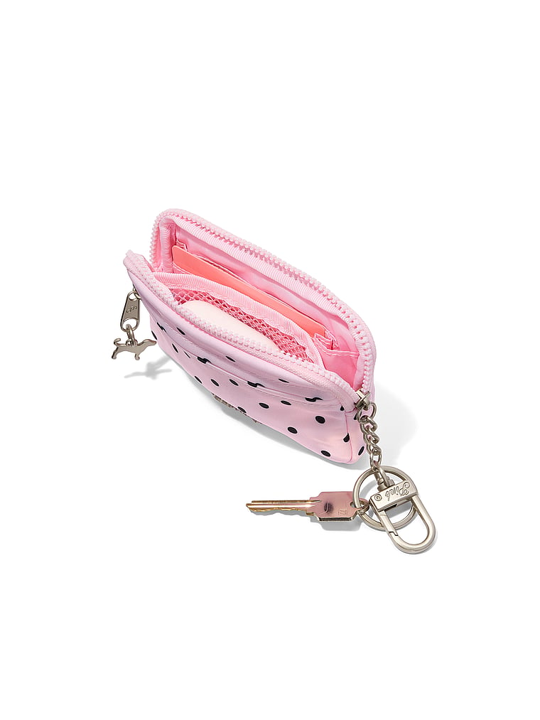 Buy Zip Card Holder Keychain, Pink & Black Dot - Order Small