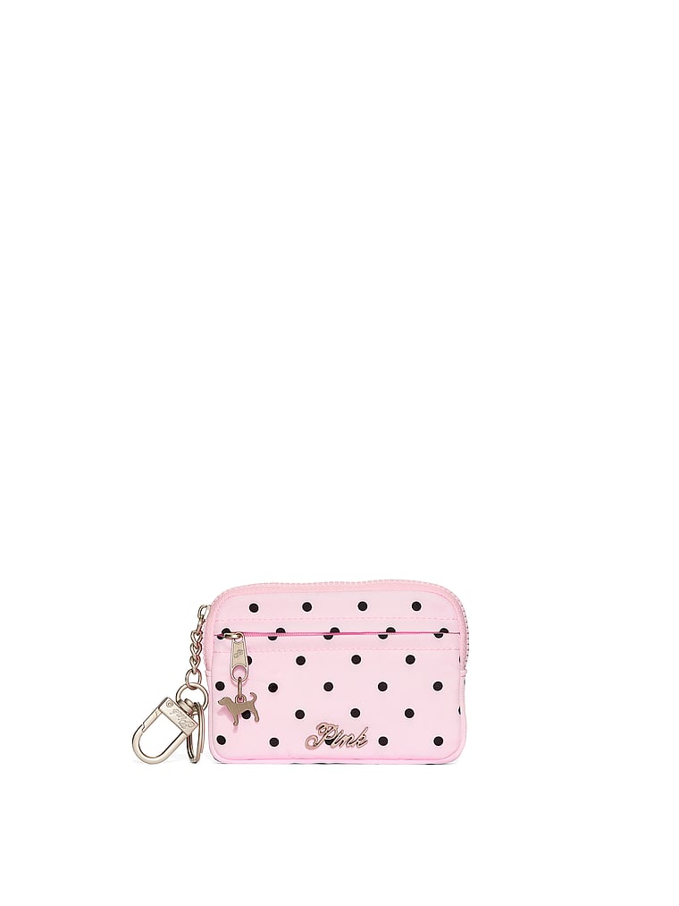 Buy Zip Card Holder Keychain, Pink & Black Dot - Order Small