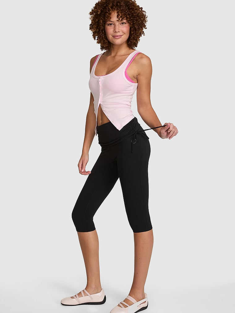 PINK Relay™ Side-Ruched Foldover Capri Legging