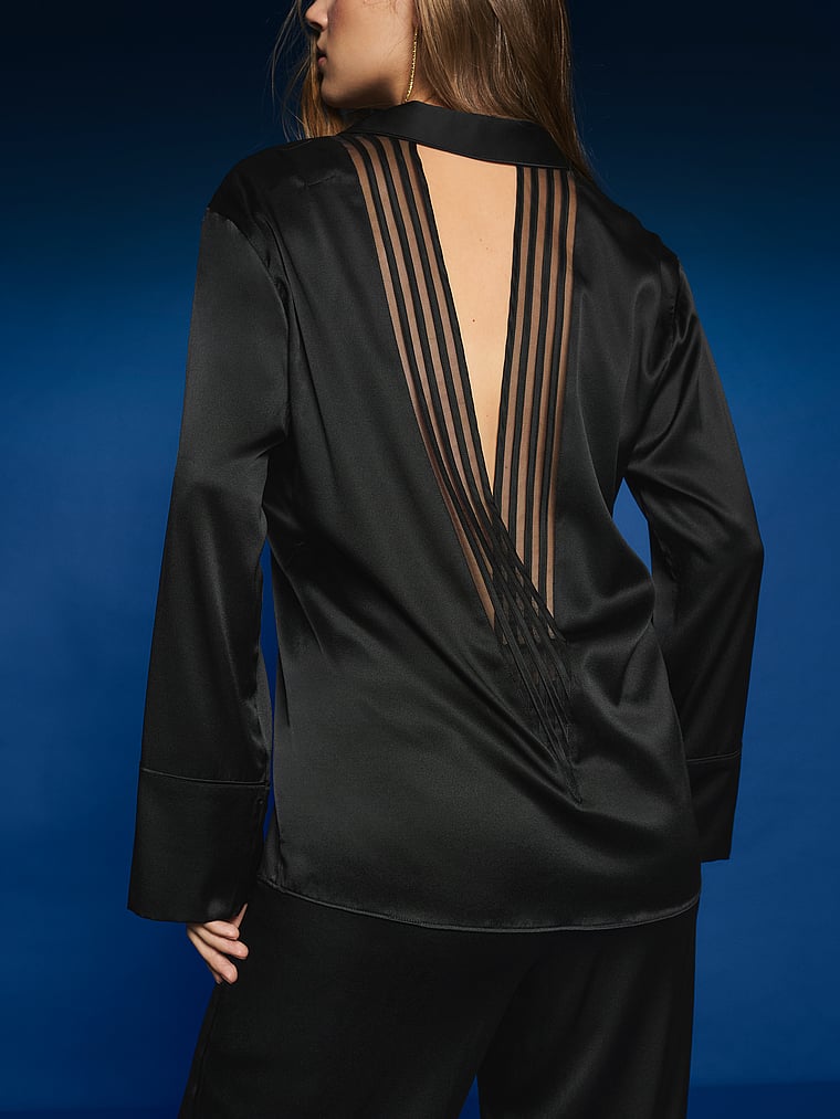 Victoria's Secret, Very Sexy Silk Trouser, Black, onModelSide, 4 of 4 Maya  is 5'10" or 178cm and wears Long