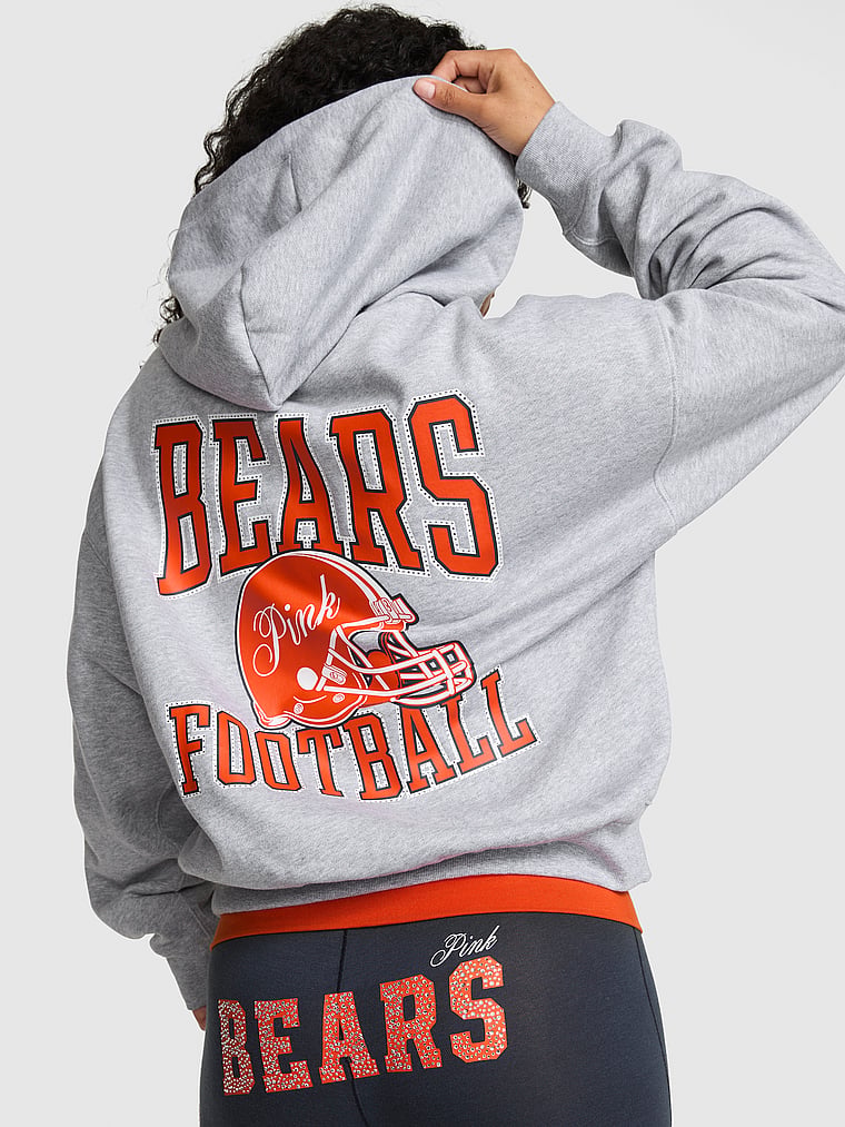 NFL Collection Campus Fleece™ Bling Full-Zip Hoodie, Bears- Heather Grey, onModelBack, 2 of 4