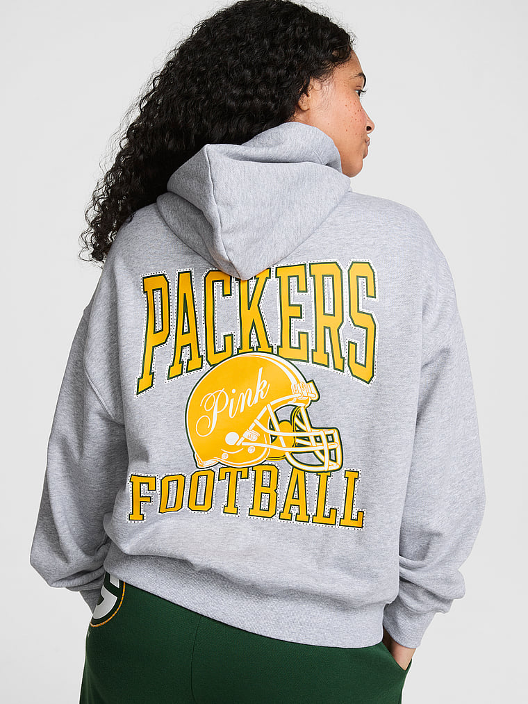 NFL Collection Campus Fleece™ Bling Full-Zip Hoodie, Packers- Heather Grey, onModelBack, 2 of 4