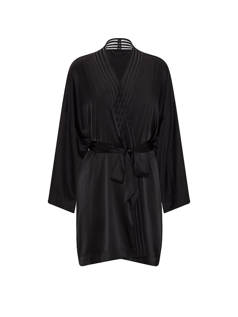 Washable Silk Sheer Stripe Short Robe