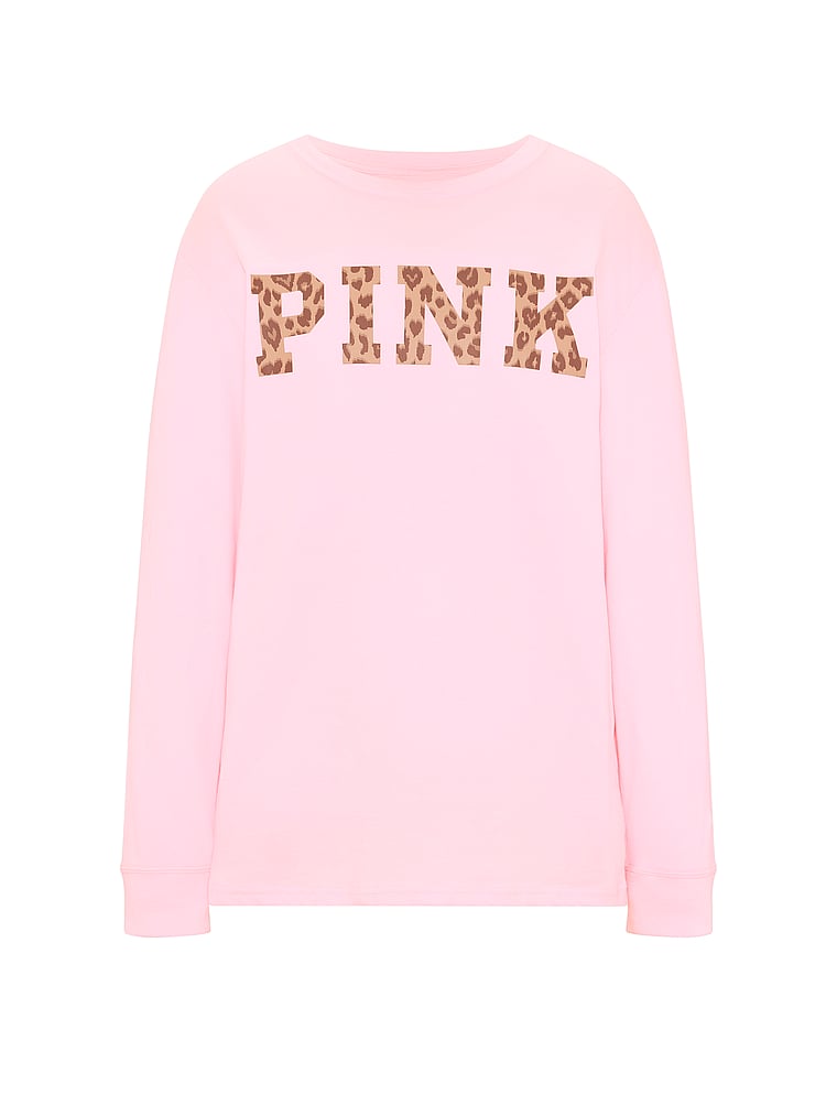PINK Campus Cotton™ Long-Sleeve Tee, offModelFront, 3 of 4