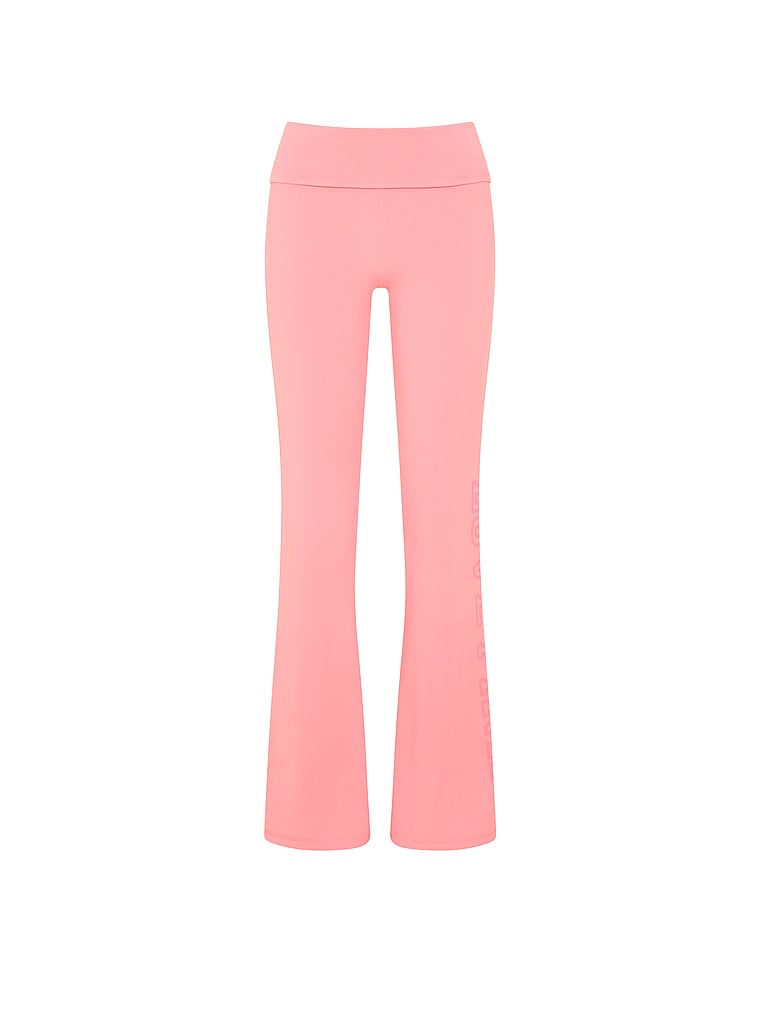 PINK All-Day Cotton™ Foldover Flare Leggings, Pink Sky Love Pink, offModelFront, 4 of 4