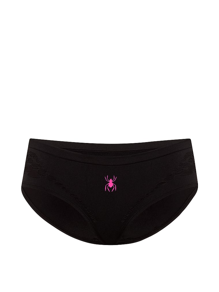 PINK Seamless Hiphugger Panty, Black, offModelFront, 3 of 3