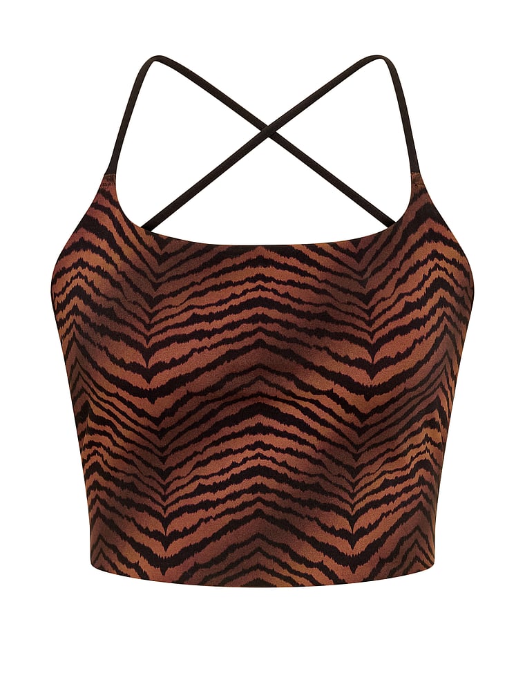 Victoria's Secret, VSX VSX Elevate™ Lace-Up Strappy Tank Top, Tiger, offModelFront, 4 of 4