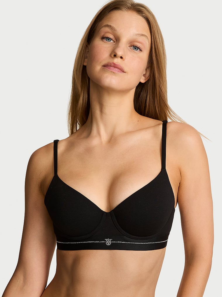 Cotton Shadow Stripe Lightly Lined Demi Bra
