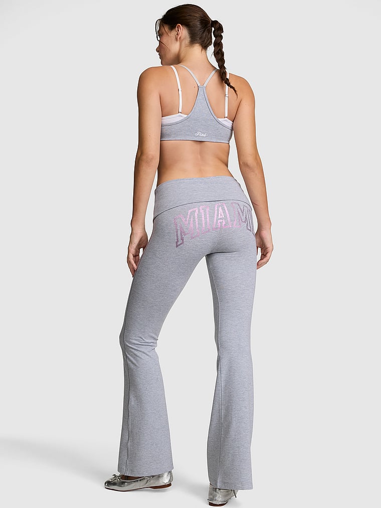 PINK All-Day Cotton™ Foldover Flare Leggings, Miami Icons, onModelFront, 1 of 3