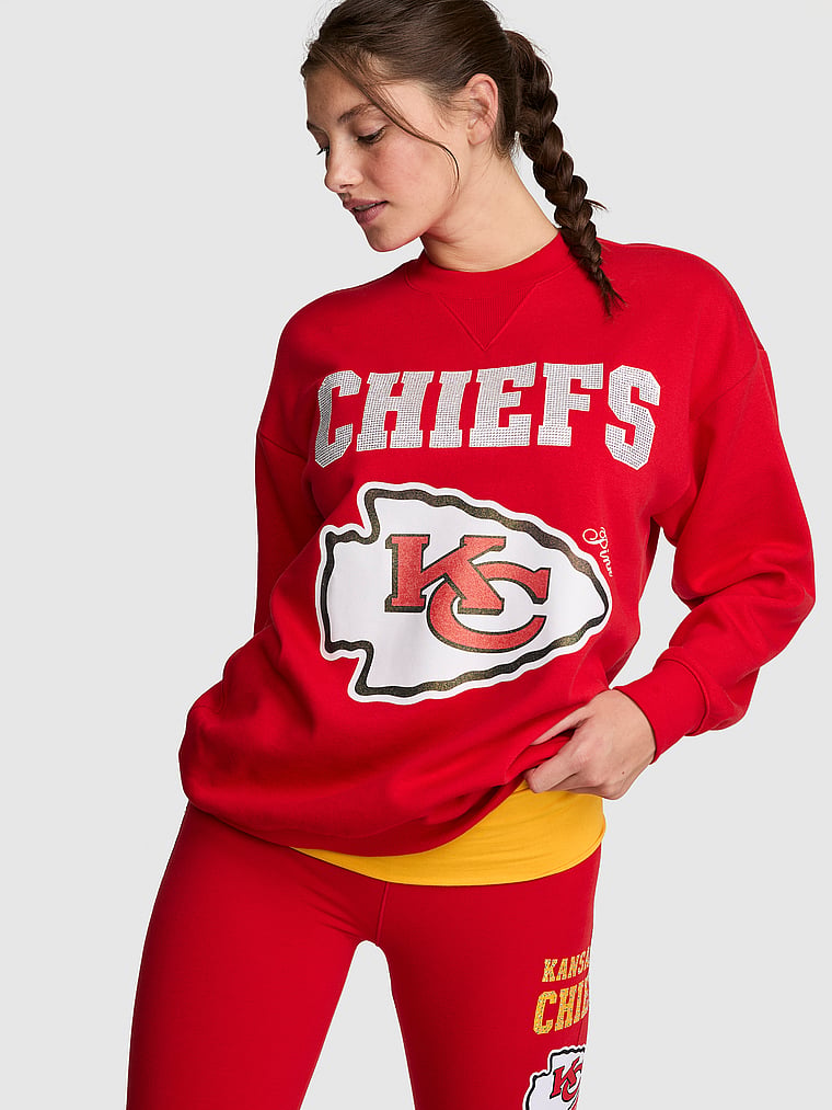 NFL Collection Campus Fleece™ Bling Crew Sweatshirt, onModelFront, 1 of 3