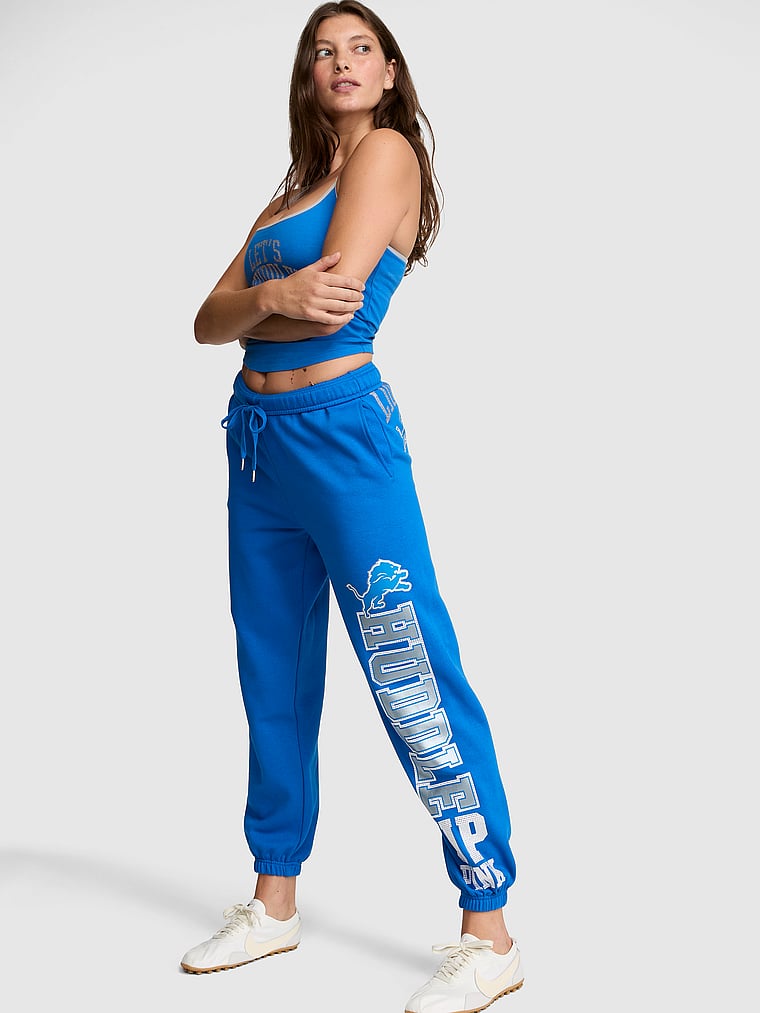 NFL Collection Campus Fleece™ Bling Sweatpants, Lions- Bright Royal, onModelFront, 1 of 4