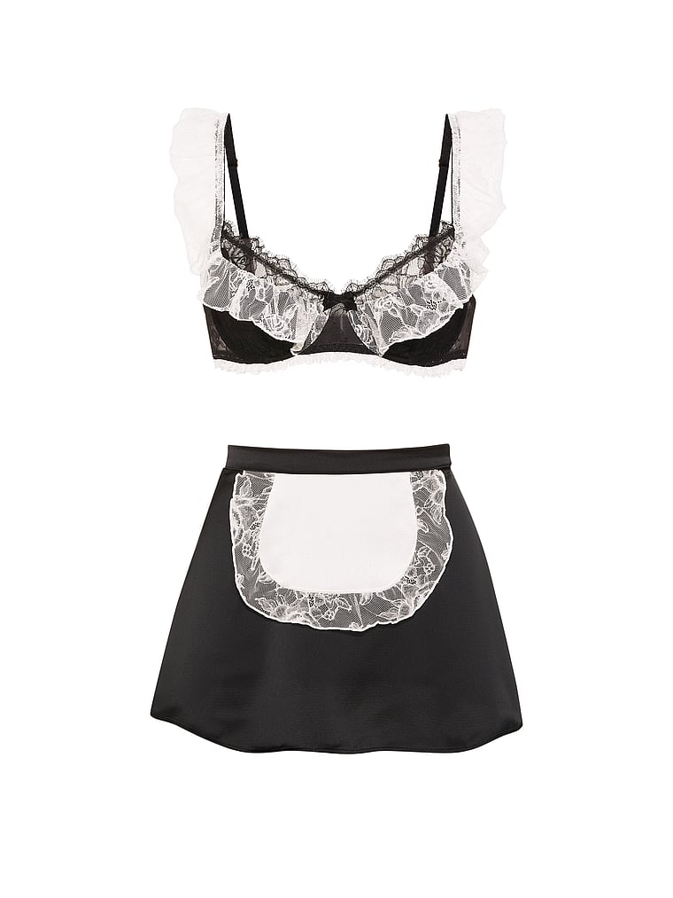 Victoria's Secret, Victoria's Secret Tease French Maid 2-Piece Dress-Up Lingerie Set, Black, offModelFront, 4 of 4