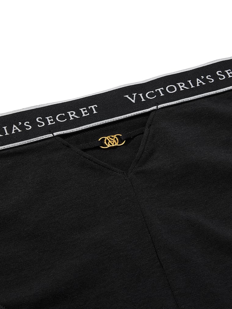 Victoria's Secret, Cotton Logo Cotton Strappy Hiphugger Panty, Black, detail, 4 of 5