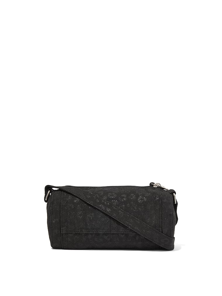 PINK Canvas Duffle Shoulder Bag, Black Leopard, onModelBack, 3 of 4