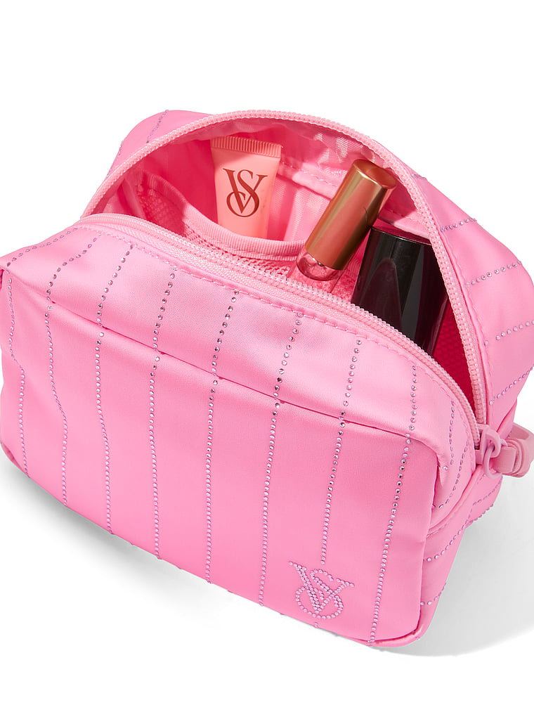 Victoria's Secret, Victoria's Secret Diamanté Travel Makeup Bag, Victoria Pink Diamante, onModelBack, 2 of 3
