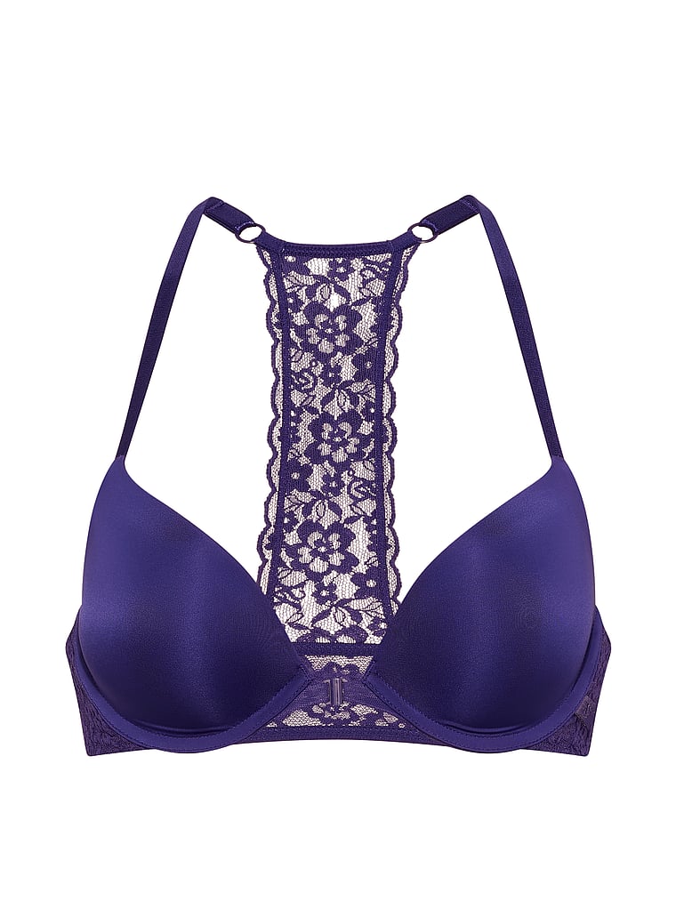 Victoria's Secret, Victoria's Secret Sexy Tee Smooth Push-Up Bra, Irresistible Indigo, offModelFront, 4 of 4