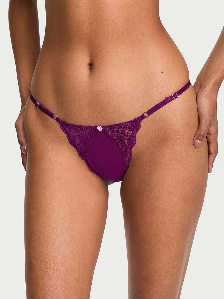 Lace-Trim Adjustable V-String Panty