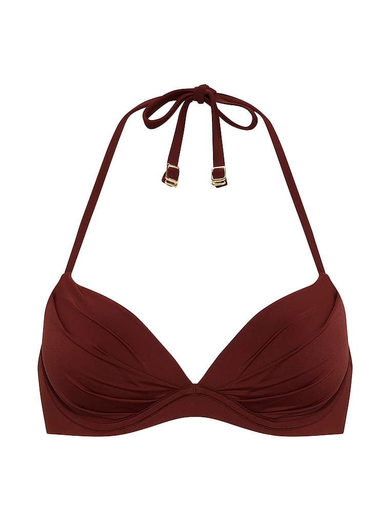 Victoria's Secret, Victoria's Secret Swim Angel Convertible Halter Push-Up Bikini Top, Dark Chili, offModelBack, 4 of 5