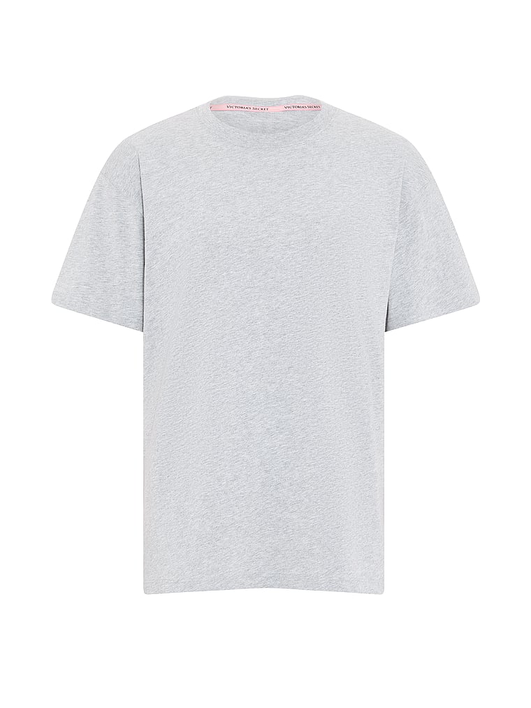 Victoria's Secret, Angel Essentials 100% Cotton Oversized Tee, Medium Heather Grey, offModelFront, 3 of 3