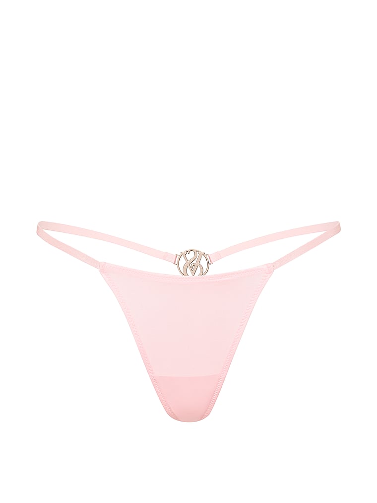 Victoria's Secret, Very Sexy Sparkle Crystal Bow V-String Panty, Pretty Blossom, offModelFront, 3 of 4