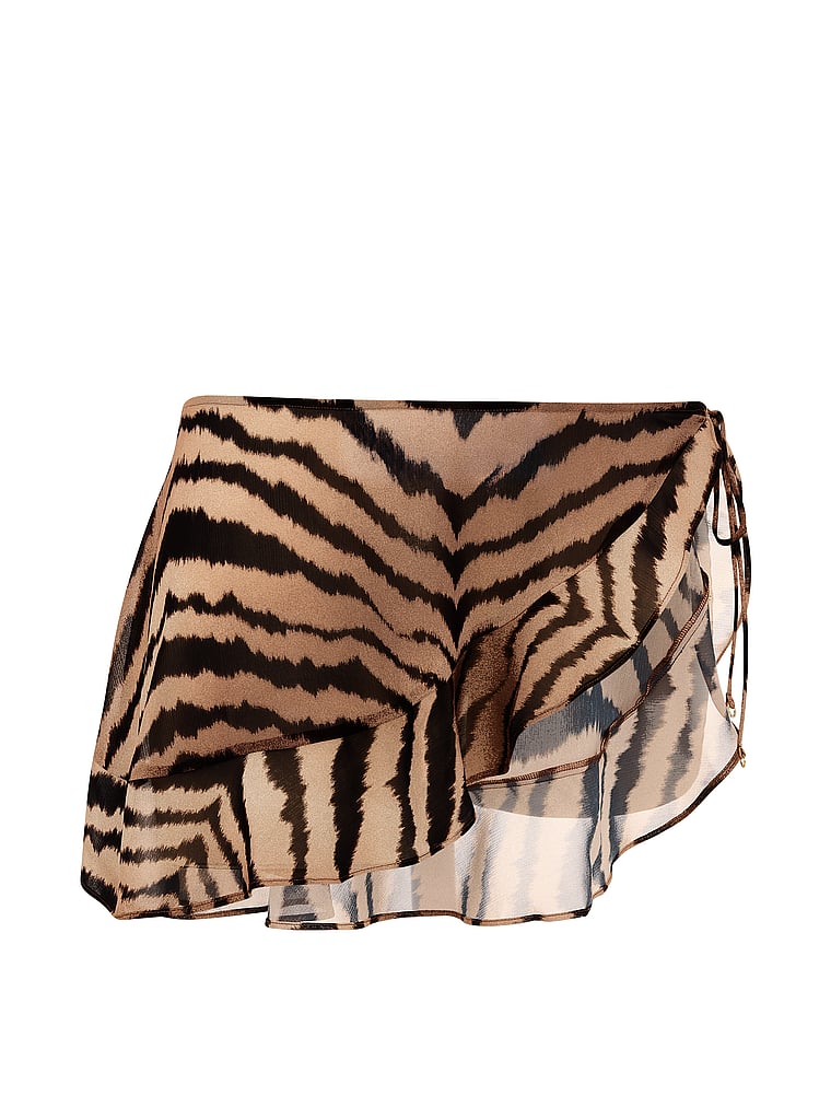 Victoria's Secret, Victoria's Secret Swim Beachwear Ruffle Mini Sarong, Tiger Stripe, offModelFront, 3 of 3