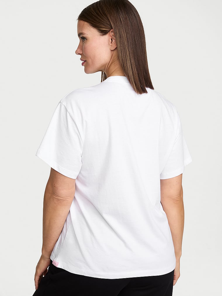 Victoria's Secret, Angel Essentials 100% Cotton Oversized Tee, VS White, onModelBack, 2 of 3