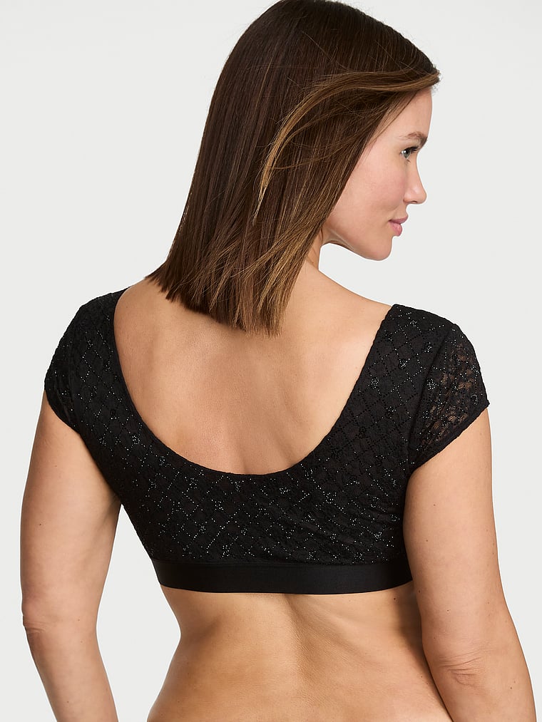Lace Shine Logo Cap-Sleeve Bralette