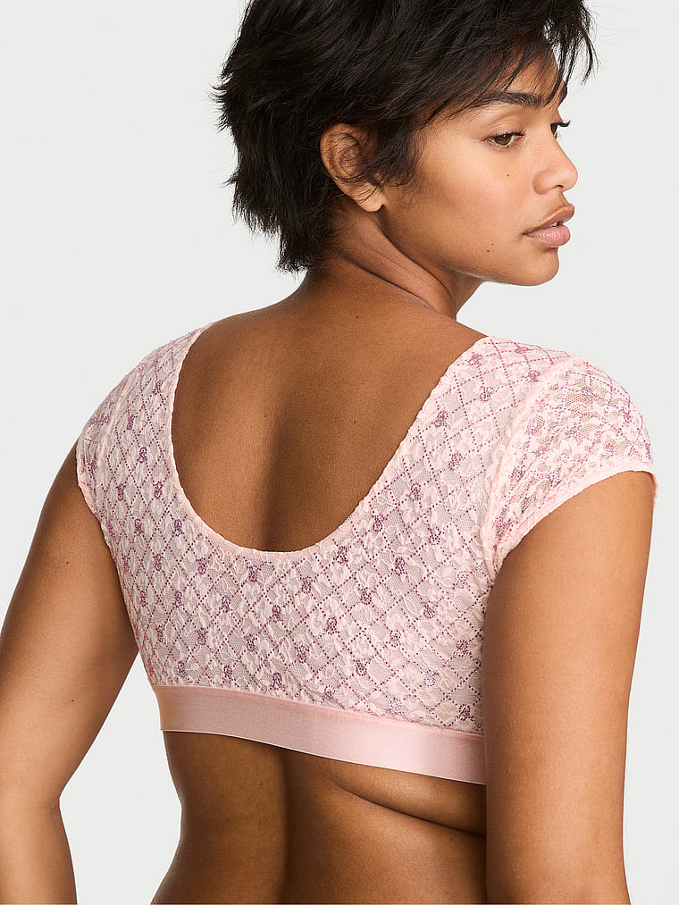 Lace Shine Logo Cap-Sleeve Bralette