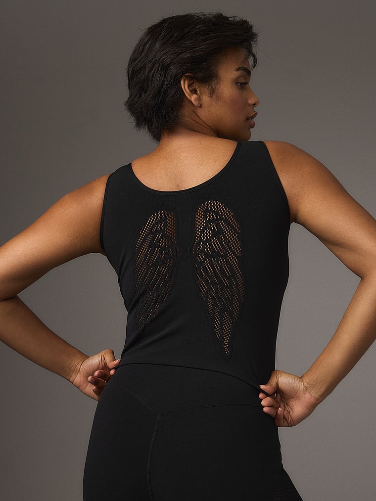 Victoria's Secret, VSX VSX SeamlessTech™ Tank Top, Black Wing Graphic, onModelFront, 1 of 5