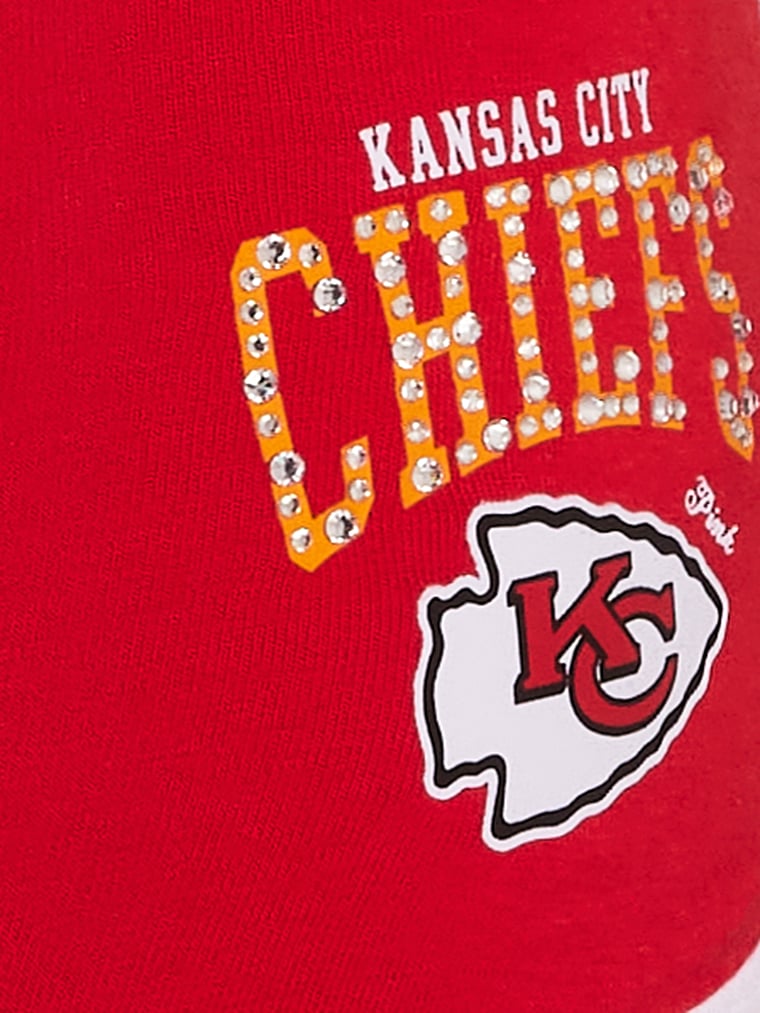 NFL Collection Cotton Dorm Bling Boyshort, Chiefs- Candy Cane Solid, detail, 4 of 4