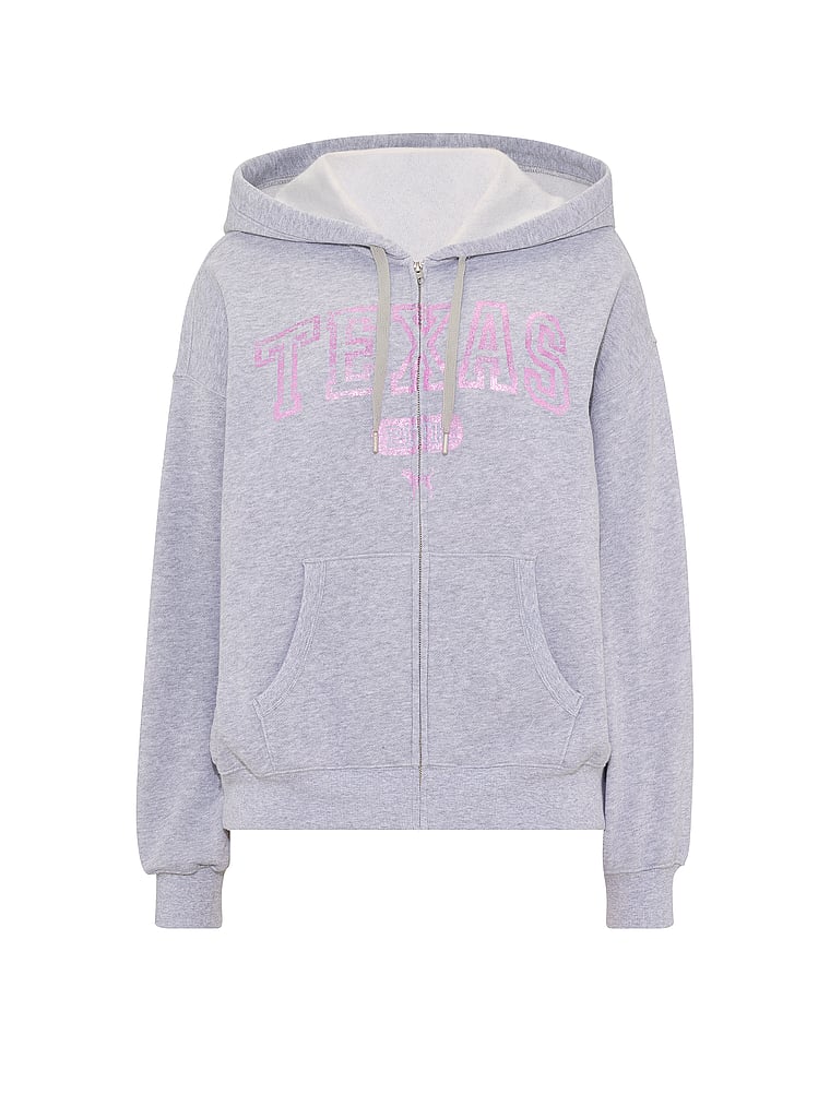 PINK Campus Fleece™ Full-Zip Hoodie, Texas Icons, offModelFront, 3 of 3