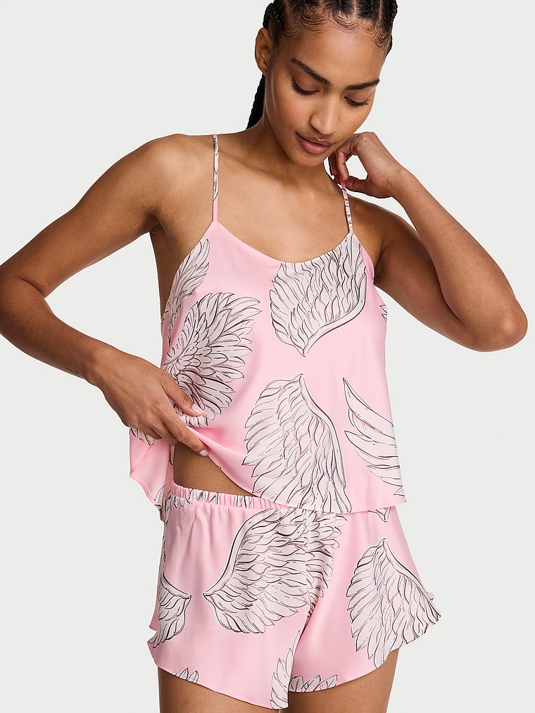Satin Open-Back Cami & Shorts Set
