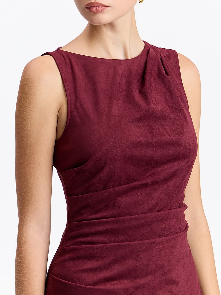 Asymmetrical Suede Mini Dress