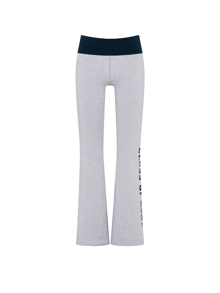 PINK All-Day Cotton™ Foldover Flare Leggings, Medium Heather & Grey Noir Navy "Class Of '27", offModelFront, 3 of 3