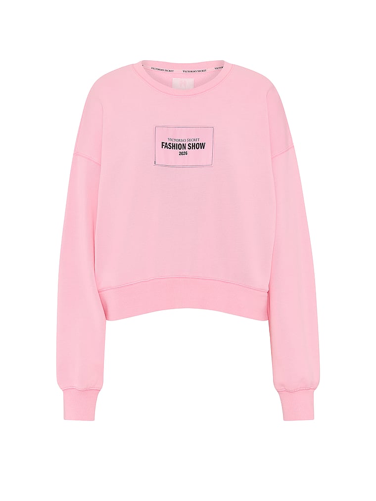 Victoria's Secret, Angel Essentials VSFS '26 Iconic Fleece Crop Crewneck Sweatshirt, Victoria Pink, offModelFront, 4 of 4