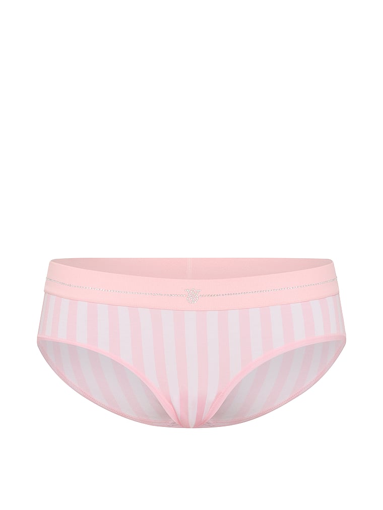 Victoria's Secret, Cotton Shine Logo Cotton Hiphugger Panty, offModelFront, 4 of 5